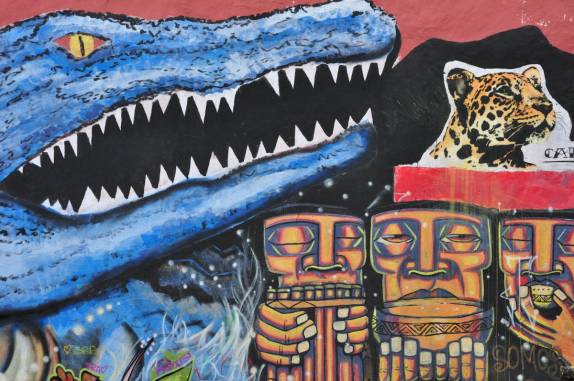 Arte nos muros da Candelária, no centro de Bogotá, na Colômbia